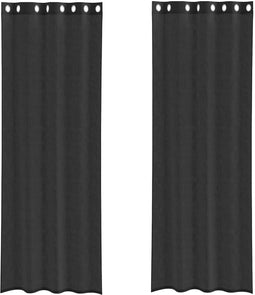 vidaXL - Gordijnen - voile - met - doorvoertules - 2 - st - 140x300 - cm - zwart