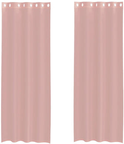 vidaXL - Gordijnen - voile - met - doorvoertules - 2 - st - 140x300 - cm - roze