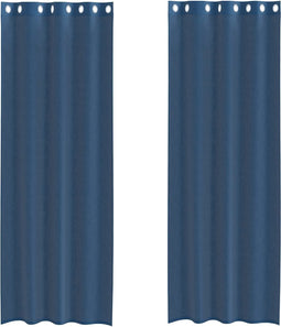 vidaXL - Gordijnen - voile - met - doorvoertules - 2 - st - koningsblauw
