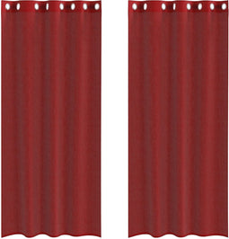 vidaXL - Gordijnen - voile - met - doorvoertules - 2 - st - wijnrood