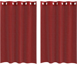 vidaXL - Gordijnen - voile - met - doorvoertules - 2 - st - wijnrood