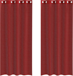 vidaXL - Gordijnen - voile - met - doorvoertules - 2 - st - wijnrood