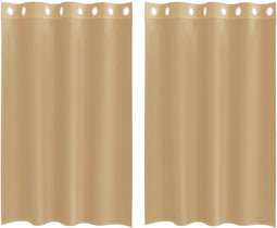 vidaXL - Gordijnen - Voile - met - doorvoertules - 2 - st - zand