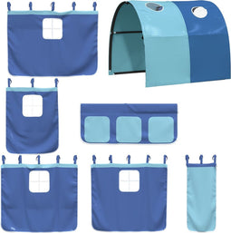 vidaXL Gordijnen voor hoogslaper met tunnel polyester blauw