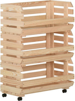 vidaXL - Groentetrolley - 57x30x80 - cm - massief - grenenhout
