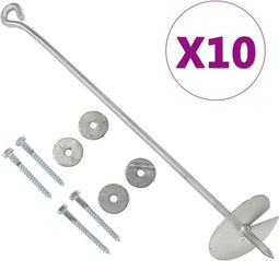 vidaXL - Grondankers - 10 - st - 10x60 - cm - gegalvaniseerd - metaal