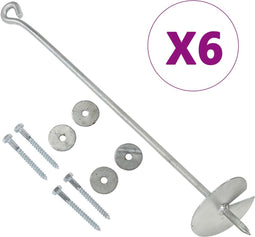 vidaXL - Grondankers - 6 - st - 10x60 - cm - gegalvaniseerd - metaal