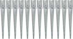 vidaXL - Grondpinnen - 12 - st - 10x10x76 - cm - gegalvaniseerd - staal - zilverkleurig