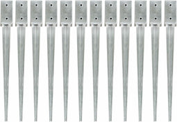 vidaXL - Grondpinnen - 12 - st - 7x7x75 - cm - gegalvaniseerd - staal - zilverkleurig