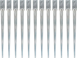 vidaXL - Grondpinnen - 12 - st - 7x7x90 - cm - gegalvaniseerd - staal - zilverkleurig