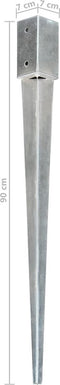 vidaXL - Grondpinnen - 12 - st - 7x7x90 - cm - gegalvaniseerd - staal - zilverkleurig
