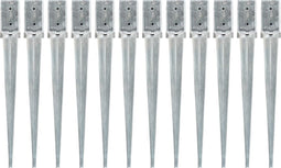 vidaXL - Grondpinnen - 12 - st - 8x8x76 - cm - gegalvaniseerd - staal - zilverkleurig