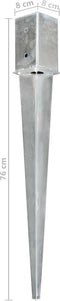 vidaXL - Grondpinnen - 12 - st - 8x8x76 - cm - gegalvaniseerd - staal - zilverkleurig