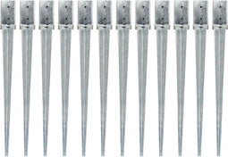 vidaXL - Grondpinnen - 12 - st - 8x8x91 - cm - gegalvaniseerd - staal - zilverkleurig