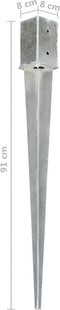 vidaXL - Grondpinnen - 12 - st - 8x8x91 - cm - gegalvaniseerd - staal - zilverkleurig