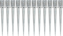 vidaXL - Grondpinnen - 12 - st - 9x9x75 - cm - gegalvaniseerd - staal - zilverkleurig