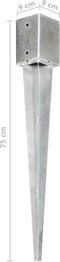 vidaXL - Grondpinnen - 12 - st - 9x9x75 - cm - gegalvaniseerd - staal - zilverkleurig