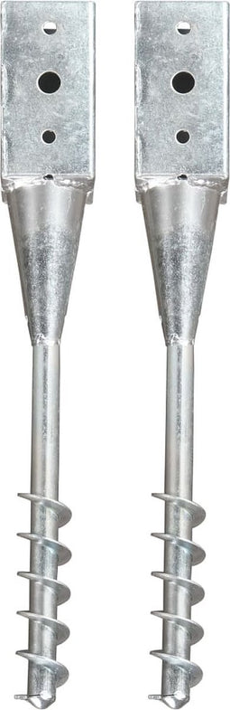 vidaXL - Grondpinnen - 2 - st - 10x10x57 - cm - gegalvaniseerd - staal - zilverkleurig