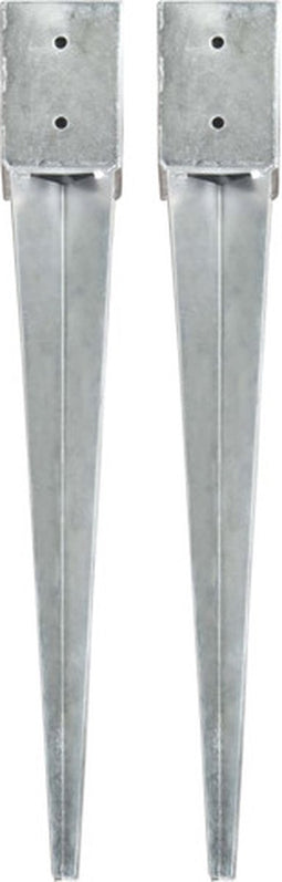 vidaXL - Grondpinnen - 2 - st - 10x10x76 - cm - gegalvaniseerd - staal - zilverkleurig