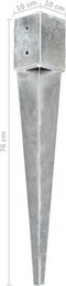 vidaXL - Grondpinnen - 2 - st - 10x10x76 - cm - gegalvaniseerd - staal - zilverkleurig
