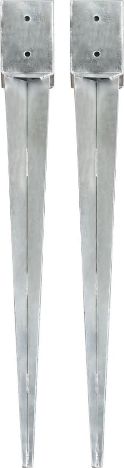 vidaXL - Grondpinnen - 2 - st - 10x10x91 - cm - gegalvaniseerd - staal - zilverkleurig