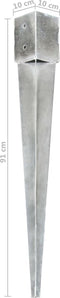 vidaXL - Grondpinnen - 2 - st - 10x10x91 - cm - gegalvaniseerd - staal - zilverkleurig