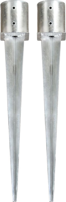 vidaXL - Grondpinnen - 2 - st - 12x91 - cm - gegalvaniseerd - staal - zilverkleurig