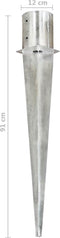 vidaXL - Grondpinnen - 2 - st - 12x91 - cm - gegalvaniseerd - staal - zilverkleurig