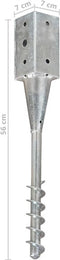 vidaXL - Grondpinnen - 2 - st - 7x7x56 - cm - gegalvaniseerd - staal - zilverkleurig