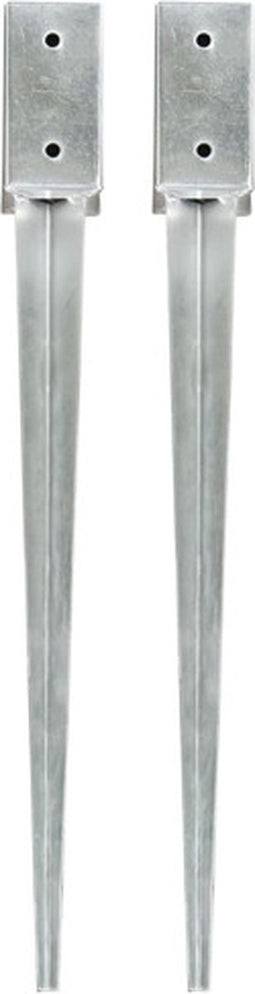 vidaXL - Grondpinnen - 2 - st - 7x7x75 - cm - gegalvaniseerd - staal - zilverkleurig
