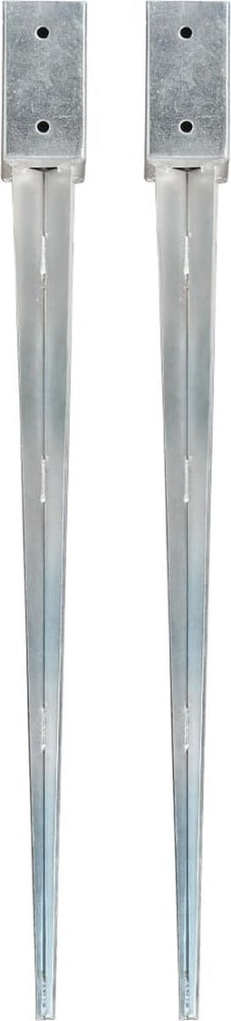 vidaXL - Grondpinnen - 2 - st - 7x7x90 - cm - gegalvaniseerd - staal - zilverkleurig