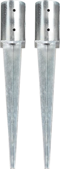 vidaXL - Grondpinnen - 2 - st - 8x61 - cm - gegalvaniseerd - staal - zilverkleurig
