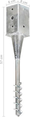 vidaXL - Grondpinnen - 2 - st - 8x8x57 - cm - gegalvaniseerd - staal - zilverkleurig