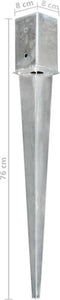 vidaXL - Grondpinnen - 2 - st - 8x8x76 - cm - gegalvaniseerd - staal - zilverkleurig