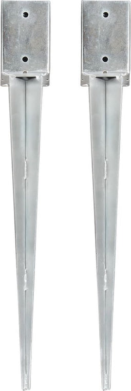 vidaXL - Grondpinnen - 2 - st - 9x9x75 - cm - gegalvaniseerd - staal - zilverkleurig