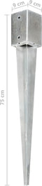 vidaXL - Grondpinnen - 2 - st - 9x9x75 - cm - gegalvaniseerd - staal - zilverkleurig