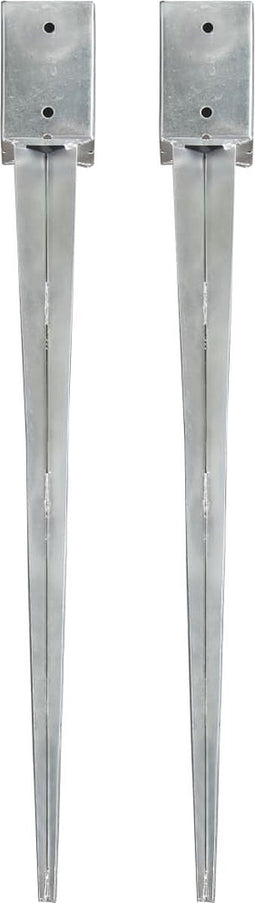 vidaXL - Grondpinnen - 2 - st - 9x9x90 - cm - gegalvaniseerd - staal - zilverkleurig