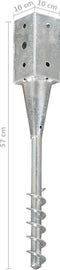 vidaXL - Grondpinnen - 6 - st - 10x10x57 - cm - gegalvaniseerd - staal - zilverkleurig