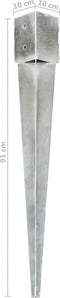 vidaXL - Grondpinnen - 6 - st - 10x10x91 - cm - gegalvaniseerd - staal - zilverkleurig
