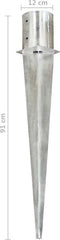 vidaXL - Grondpinnen - 6 - st - 12x91 - cm - gegalvaniseerd - staal - zilverkleurig
