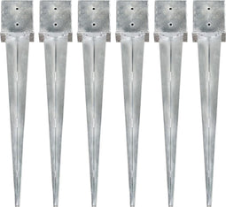 vidaXL - Grondpinnen - 6 - st - 14x14x91 - cm - gegalvaniseerd - staal - zilverkleurig