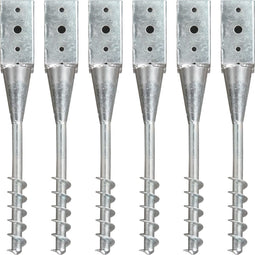 vidaXL - Grondpinnen - 6 - st - 7x7x56 - cm - gegalvaniseerd - staal - zilverkleurig
