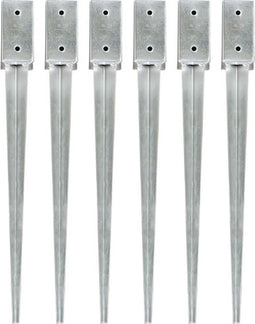 vidaXL - Grondpinnen - 6 - st - 7x7x75 - cm - gegalvaniseerd - staal - zilverkleurig