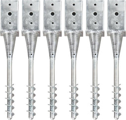 vidaXL - Grondpinnen - 6 - st - 8x8x57 - cm - gegalvaniseerd - staal - zilverkleurig