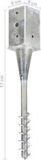 vidaXL - Grondpinnen - 6 - st - 8x8x57 - cm - gegalvaniseerd - staal - zilverkleurig