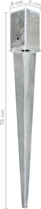 vidaXL - Grondpinnen - 6 - st - 8x8x76 - cm - gegalvaniseerd - staal - zilverkleurig