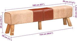 vidaXL - Gymbok - 160 - cm - echt - leer - en - canvas - bruin