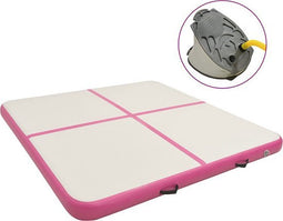 vidaXL - Gymnastiekmat - met - pomp - opblaasbaar - 200x200x20 - cm - PVC - roze