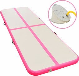 vidaXL - Gymnastiekmat - met - pomp - opblaasbaar - 300x100x10 - cm - PVC - roze