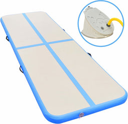 vidaXL - Gymnastiekmat - met - pomp - opblaasbaar - 400x100x10 - cm - PVC - blauw